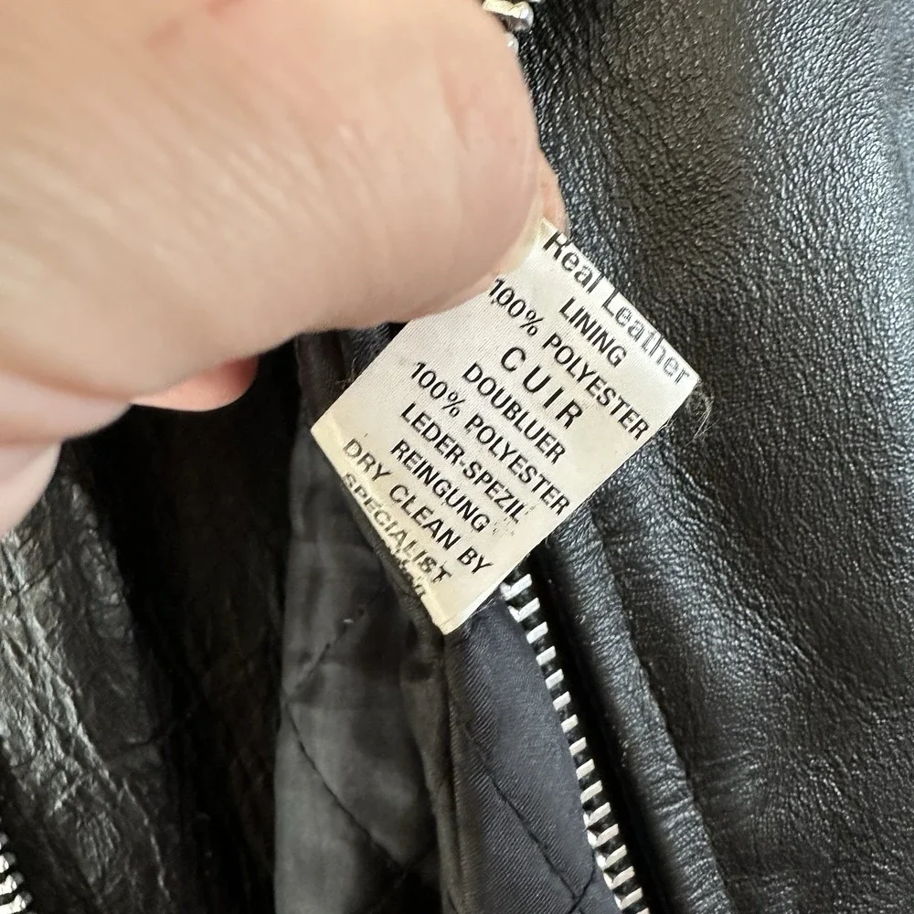 VTG 80's‎ Heavy Genuine Leather Manzoor Motorcycle Jacket Biker 52 Zip Out Liner